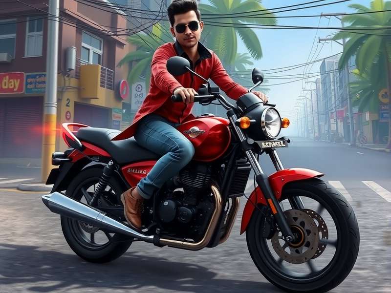 Night Rider Assault Main Game Screen showing protagonist Arjun Rao on his motorcycle in Mumbhai Nagar